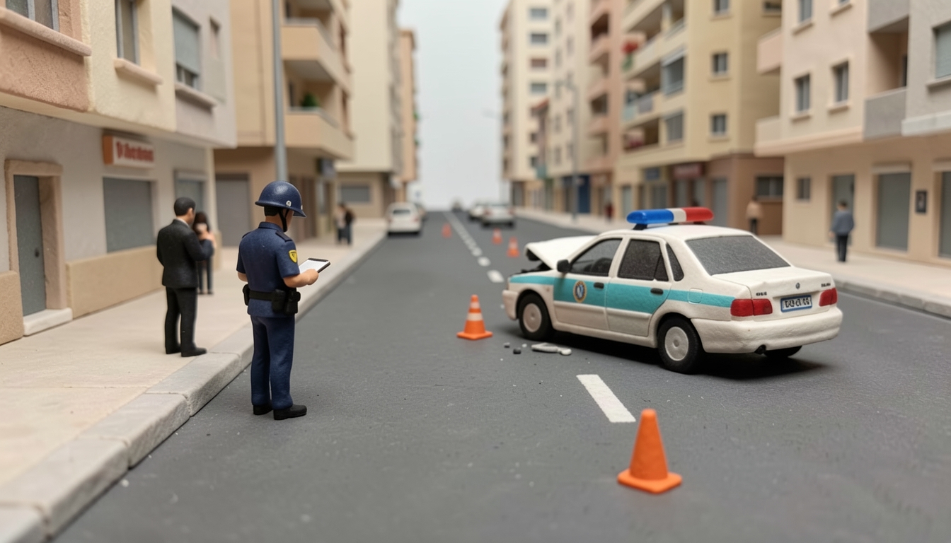 איור: ניידת משטרה ורכב לאחר התנגשות