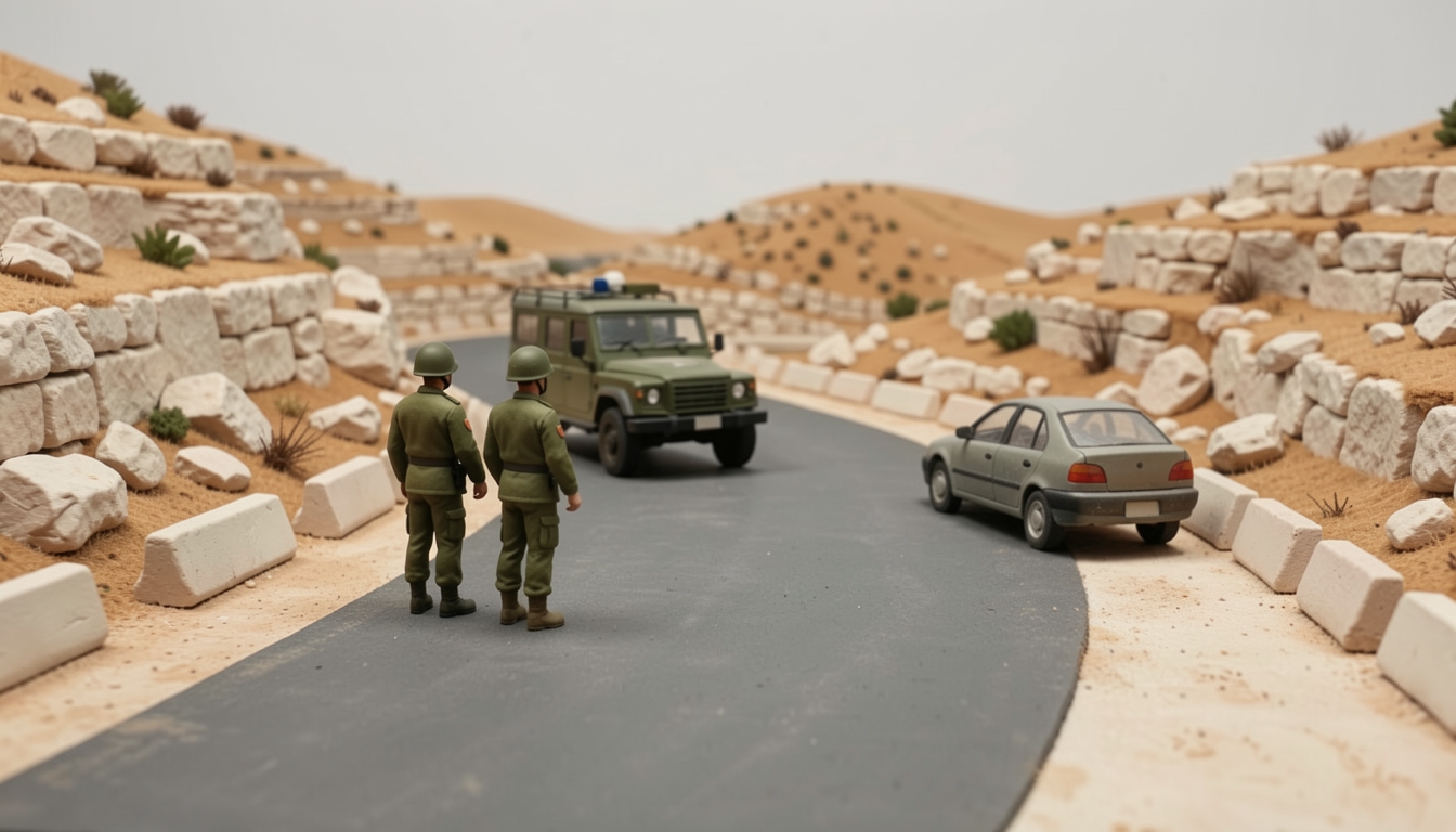 איור: כוחות צבא בכביש ליד בני נעים