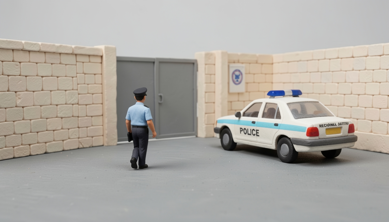 איור: ניידת משטרה בחצר התחנה