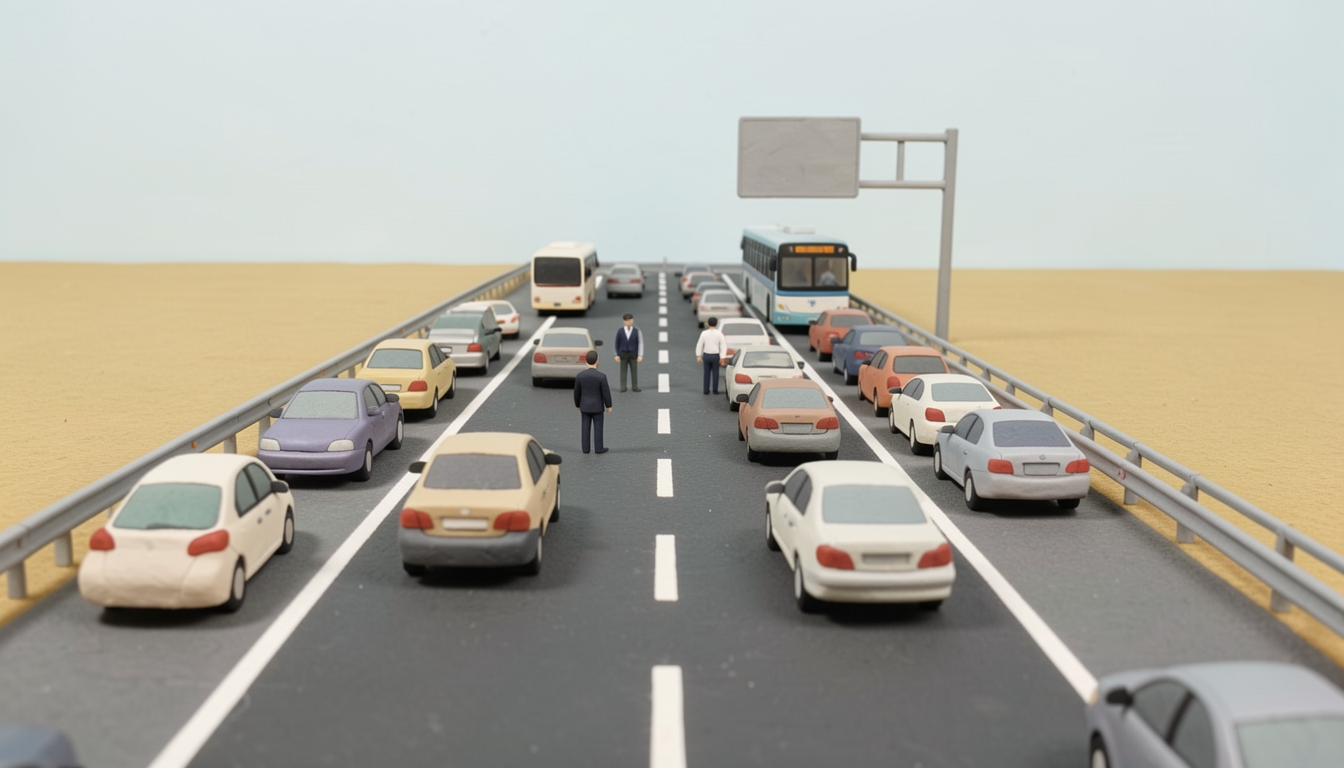 איור: חסימת תנועה ועומס בכביש 4