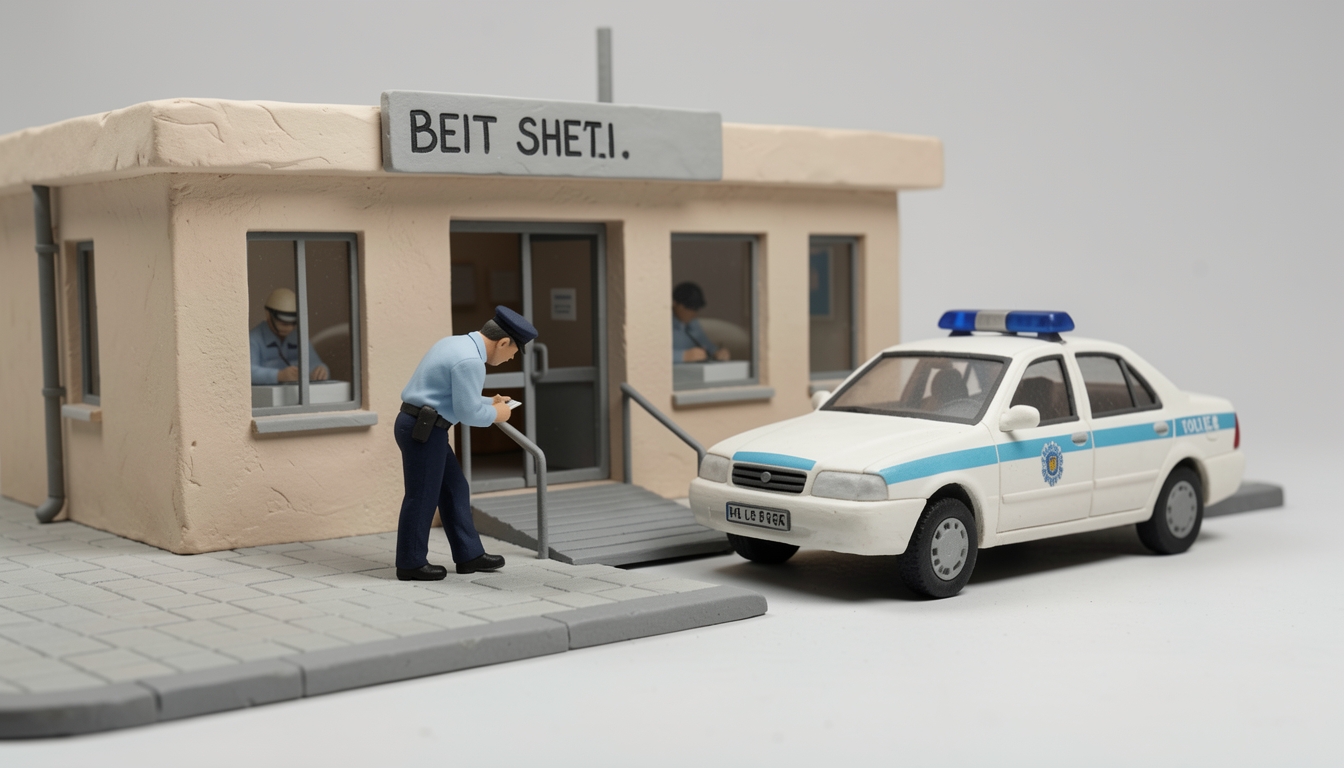 איור: ניידת משטרה מחוץ למרפאה בבית שאן