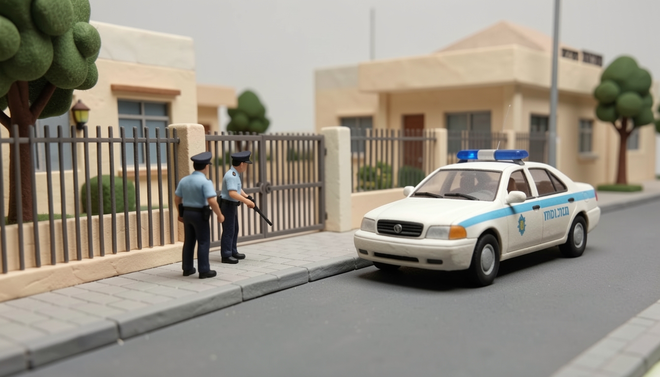 איור: ניידת משטרה וסריקות ברחוב